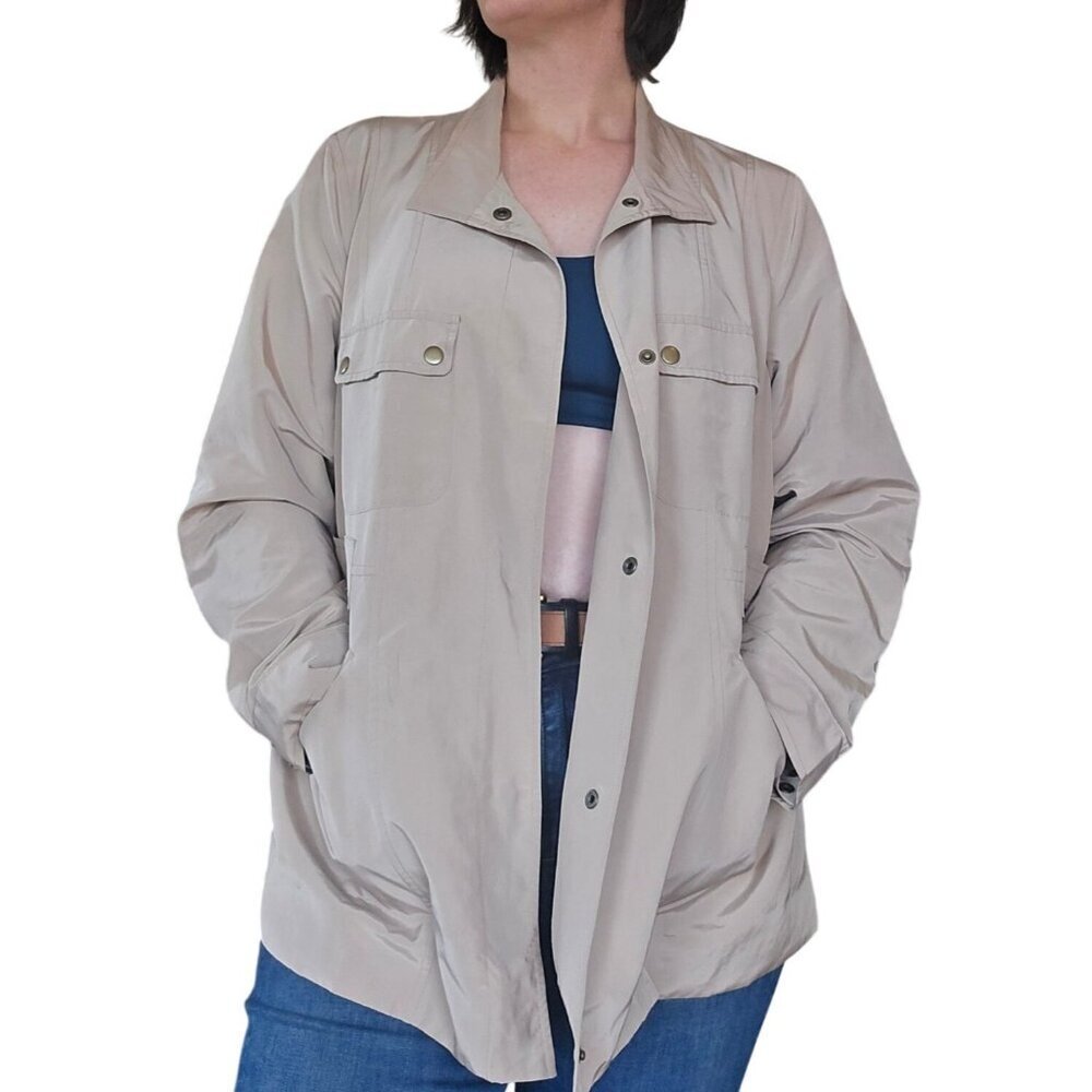 Coldwater Creek Beige Raincoat Minimalist Jacket Women's Size 20/22 Normcore